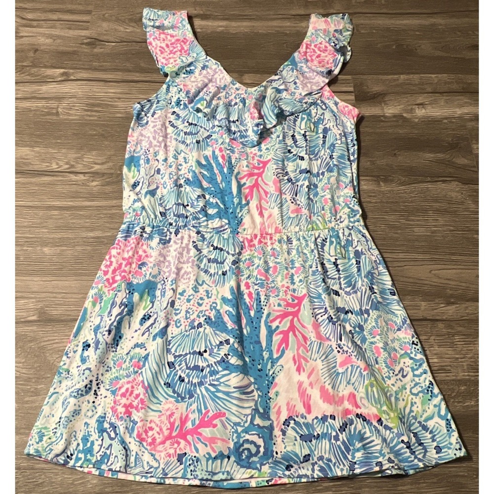 Lilly Pulitzer Alessa Sink or Swim Elastic Waist Skort Romper Size Medium - Picture 2 of 13